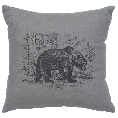 "Bear Scene" Image Pillow - Linen Gray