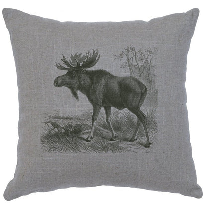"Moose Scene" Image Pillow - Linen Gray