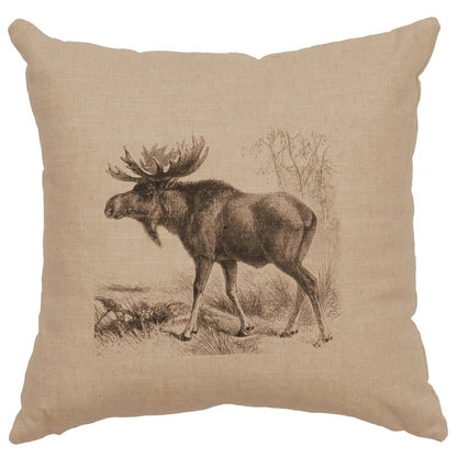 "Moose Scene" Image Pillow - Linen Natural