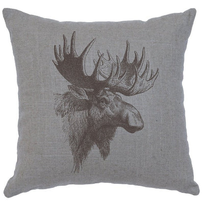 "Moose Profile" Image Pillow - Linen Gray