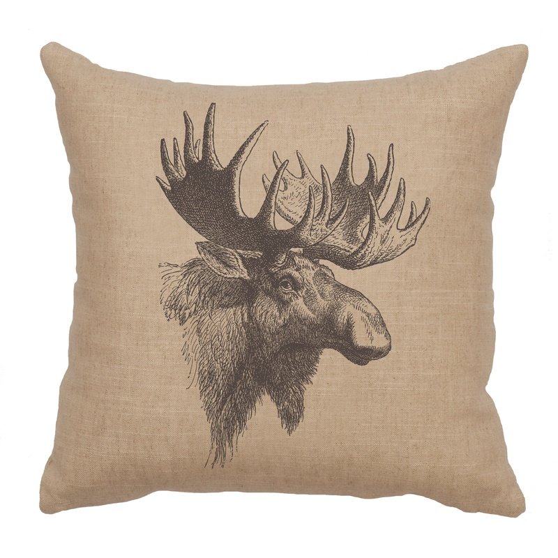 "Moose Profile" Image Pillow - Linen Natural