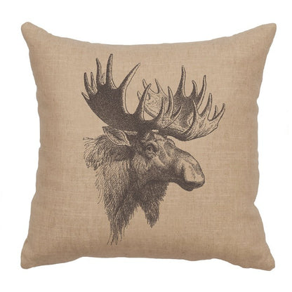 "Moose Profile" Image Pillow - Linen Natural