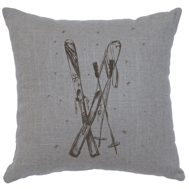 "Ski's" Image Pillow - Linen Gray