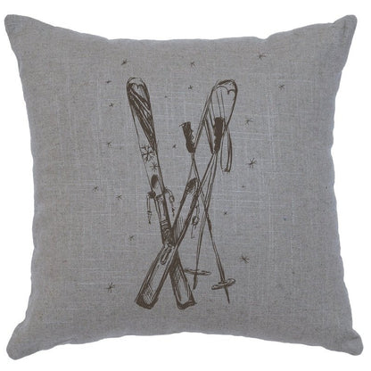 "Ski's" Image Pillow - Linen Gray