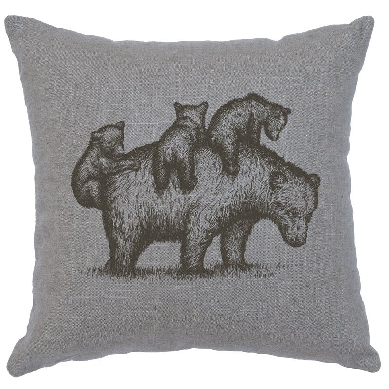 "Mama Bear" Image Pillow - Linen Gray
