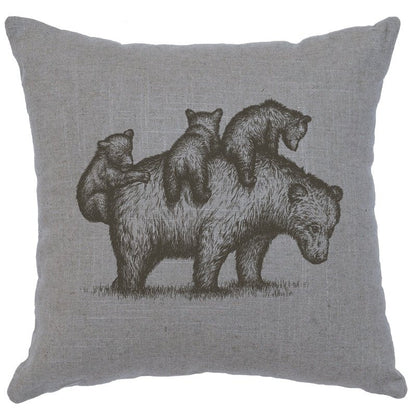 "Mama Bear" Image Pillow - Linen Gray