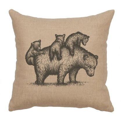 "Mama Bear" Image Pillow - Linen Natural