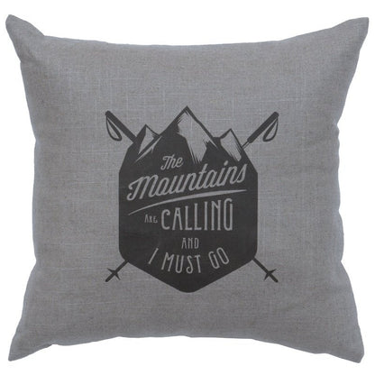 "Mountains are Calling" Image Pillow - Linen Gray