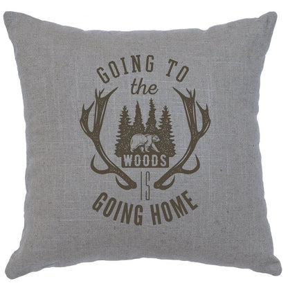 "Going to the Woods" Image Pillow - Linen Gray