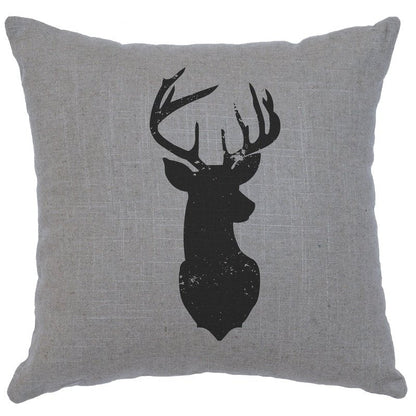 "Deer Silhouette" Image Pillow - Linen Gray