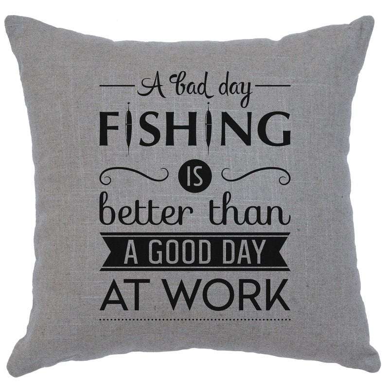 "Fishing Day" Image Pillow - Linen Gray