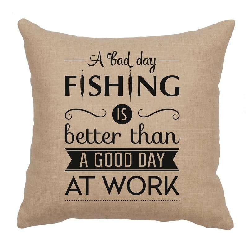 "Fishing Day" Image Pillow - Linen Natural