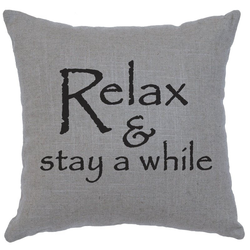 "Relax" Image Pillow - Linen Gray