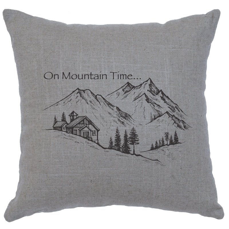 "Mountain Time" Image Pillow - Linen Gray