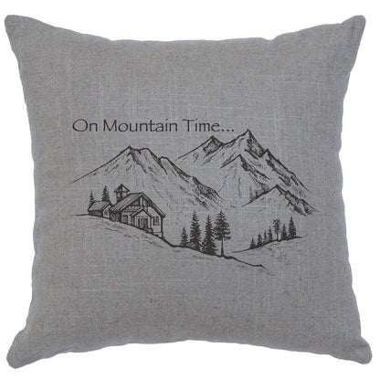 "Mountain Time" Image Pillow - Linen Gray