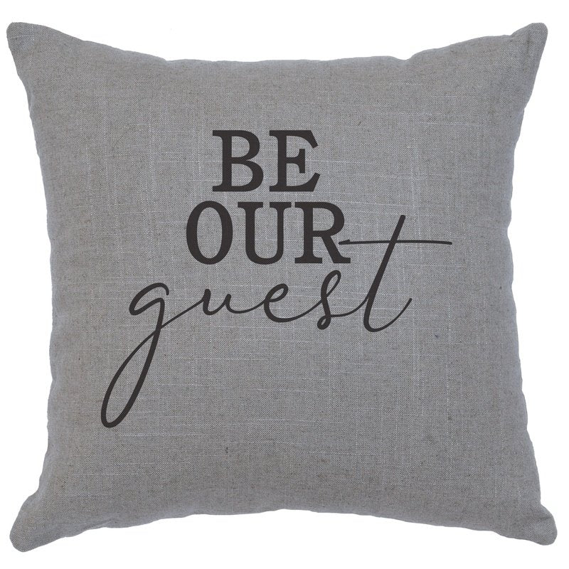 "Be Our Guest" Image Pillow - Linen Gray
