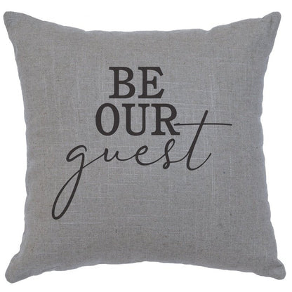 "Be Our Guest" Image Pillow - Linen Gray