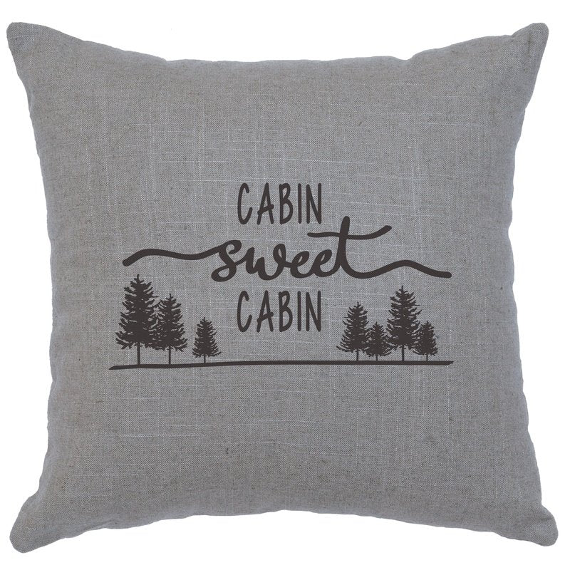 "Sweet Cabin" Image Pillow - Linen Gray