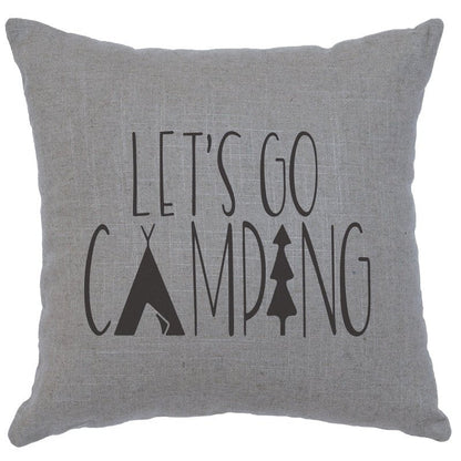 "Go Camping" Image Pillow - Linen Gray
