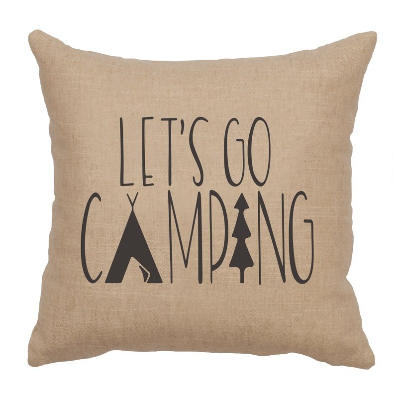 "Go Camping" Image Pillow - Linen Natural