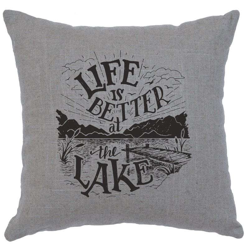 "Life is Better" Image Pillow - Linen Gray