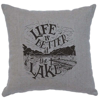 "Life is Better" Image Pillow - Linen Gray