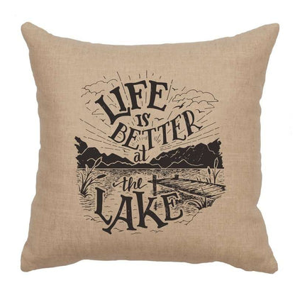"Life is Better" Image Pillow - Linen Natural