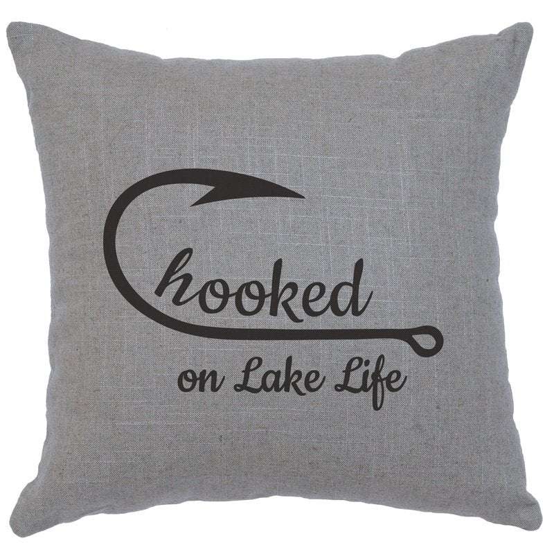 "Hooked" Image Pillow - Linen Gray