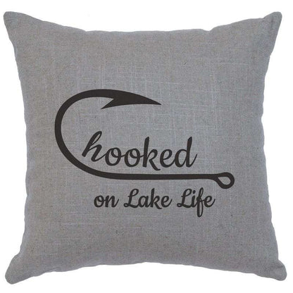 "Hooked" Image Pillow - Linen Gray