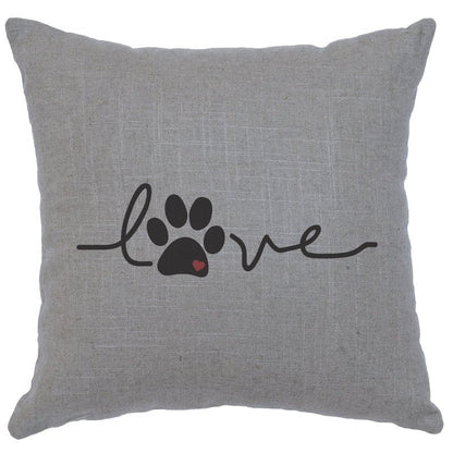 "Love Paw" Image Pillow - Linen Gray