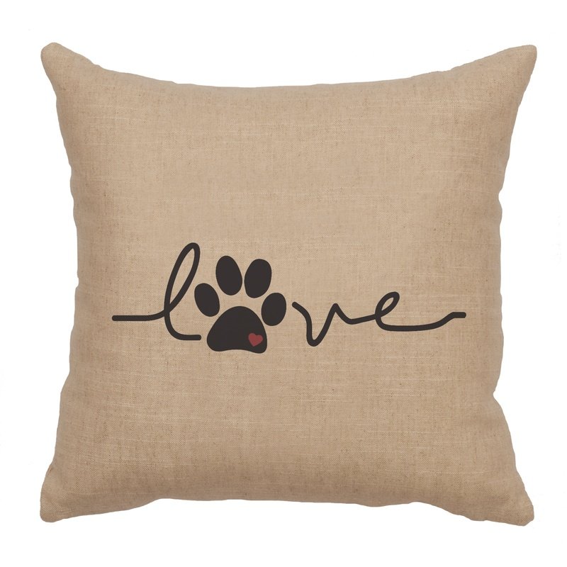 "Love Paw" Image Pillow - Linen Natural