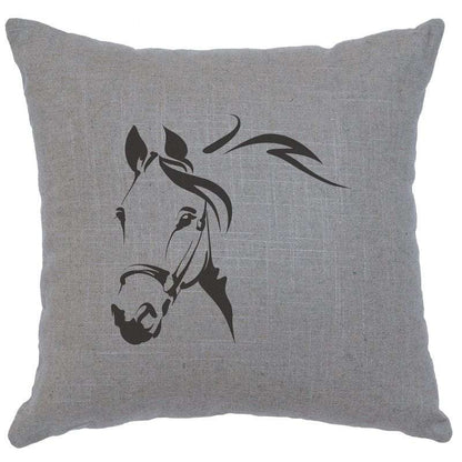 "Horse Profile" Image Pillow - Linen Gray