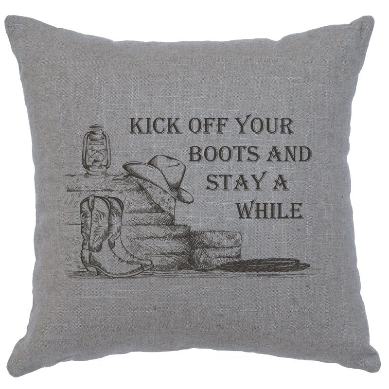 "Kick off Boots" Image Pillow - Linen Gray