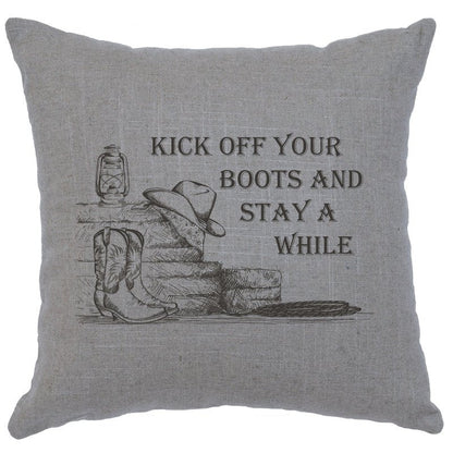 "Kick off Boots" Image Pillow - Linen Gray