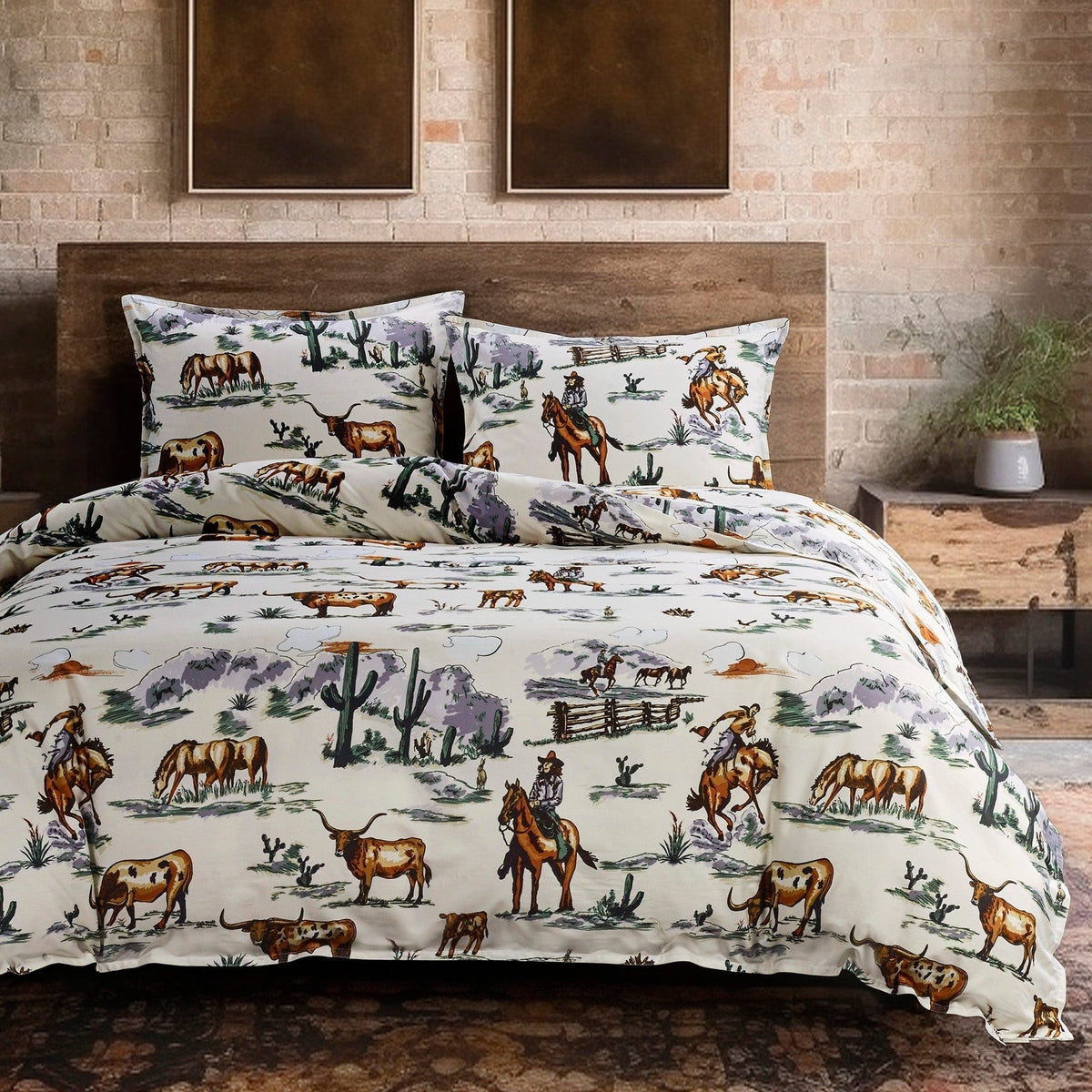 Ranch Life Reversible Duvet Cover Set Cabin Rugs and Furnishings