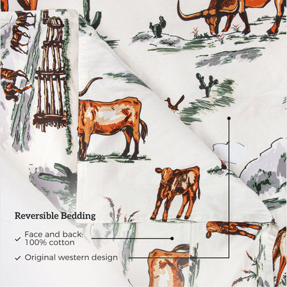 Ranch Life Reversible Duvet Cover Set Cabin Rugs and Furnishings