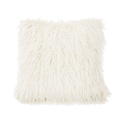 Mongolian Faux Fur Throw Pillow Cabin Rugs and Furnishings