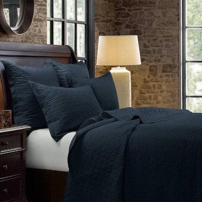 Linen & Cotton Diamond Quilt - Navy