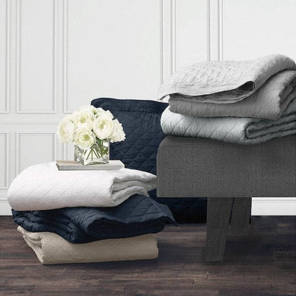 Linen & Cotton Diamond Quilt - Navy