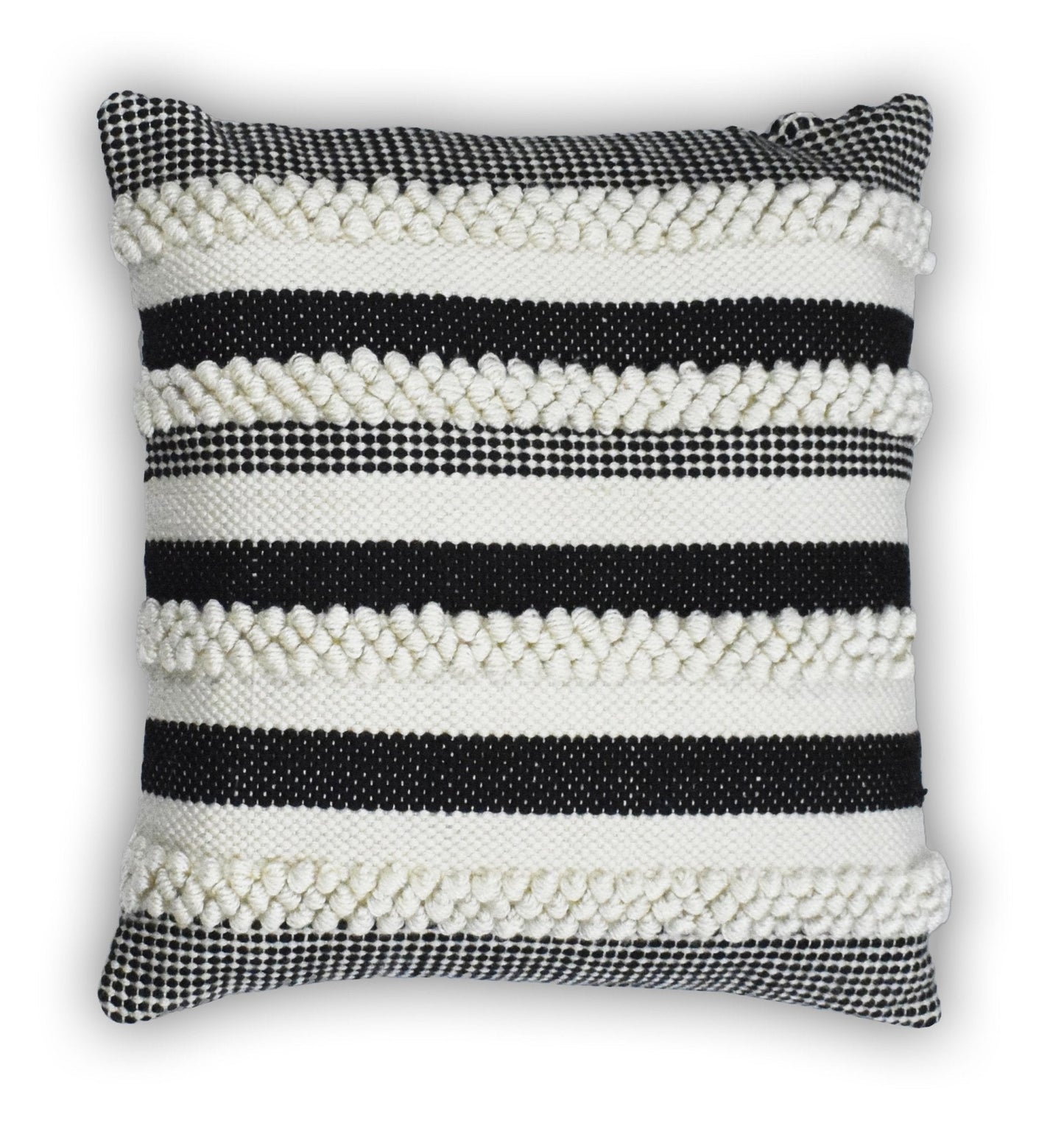 Square Outdoor and Indoor Safe Black and White Striped Pillow