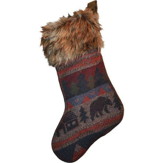 Christmas - Stocking 14x20 - Cabin Bear