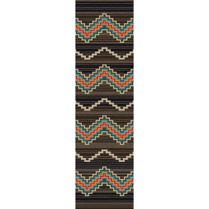 Aztec Trapper - Brown-CabinRugs Southwestern Rugs Wildlife Rugs Lodge Rugs Aztec RugsSouthwest Rugs