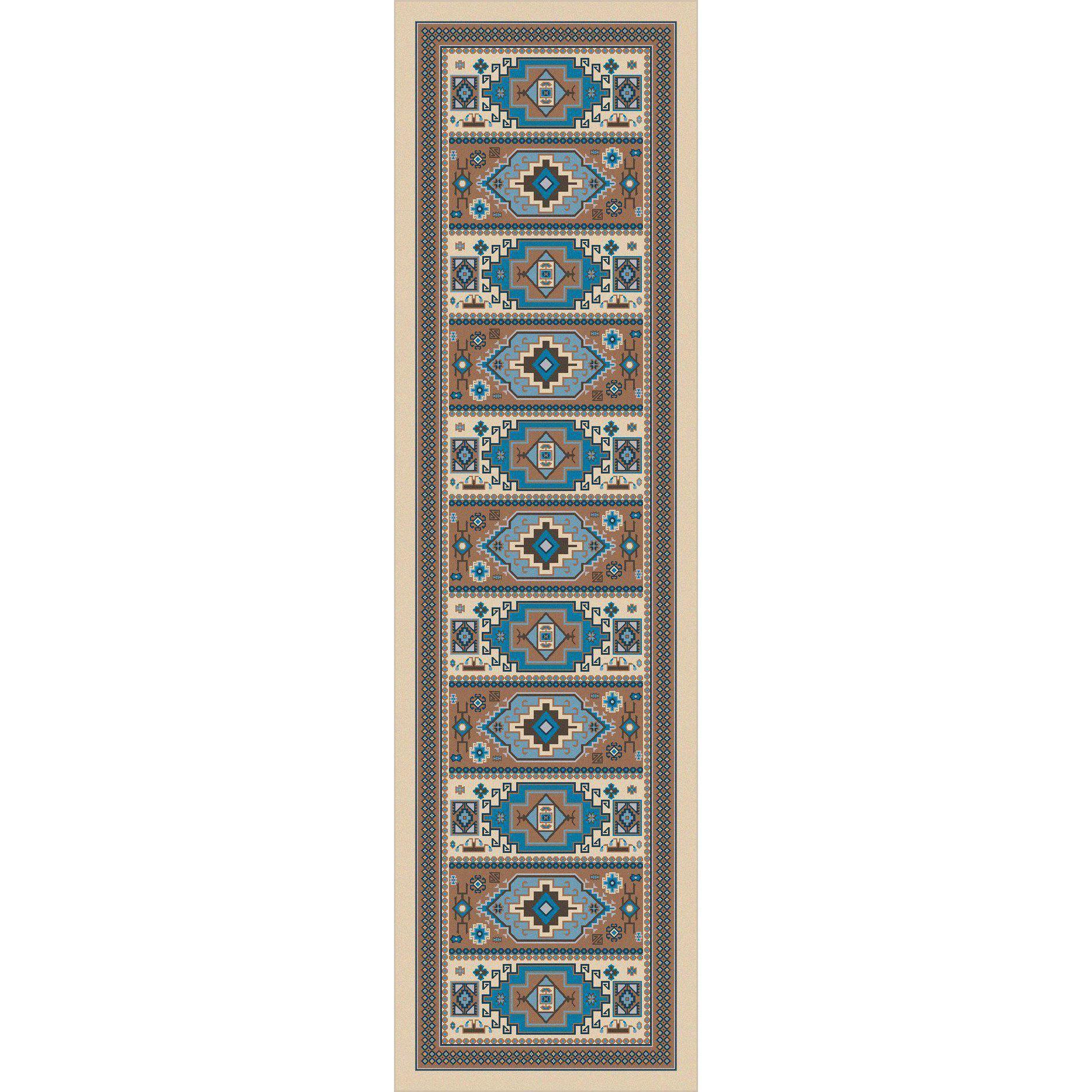 Café Indigo - Turquoise-CabinRugs Southwestern Rugs Wildlife Rugs Lodge Rugs Aztec RugsSouthwest Rugs