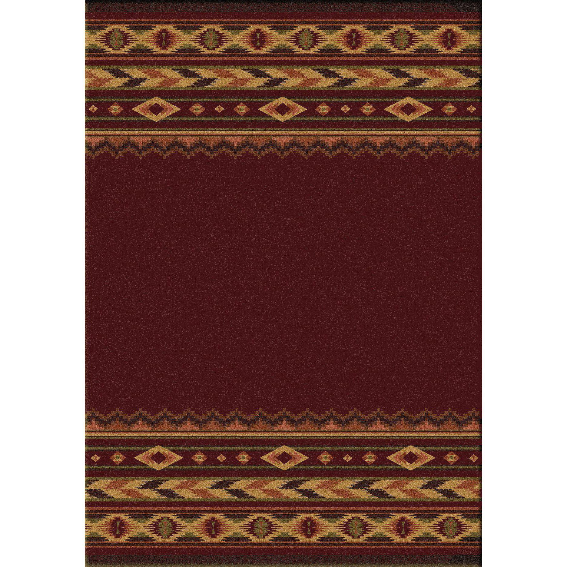 Cimarron Land - Red-CabinRugs Southwestern Rugs Wildlife Rugs Lodge Rugs Aztec RugsSouthwest Rugs