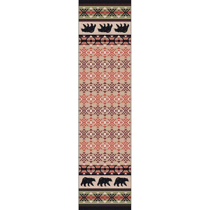 Comfy Bears - Burnt Red-CabinRugs Southwestern Rugs Wildlife Rugs Lodge Rugs Aztec RugsSouthwest Rugs