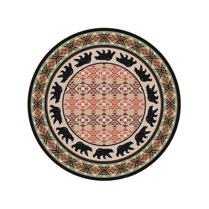 Comfy Bears - Burnt Red-CabinRugs Southwestern Rugs Wildlife Rugs Lodge Rugs Aztec RugsSouthwest Rugs
