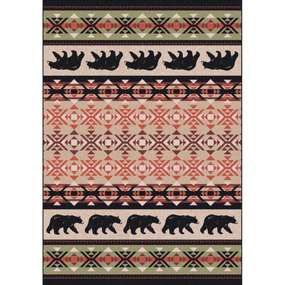 Comfy Bears - Burnt Red-CabinRugs Southwestern Rugs Wildlife Rugs Lodge Rugs Aztec RugsSouthwest Rugs