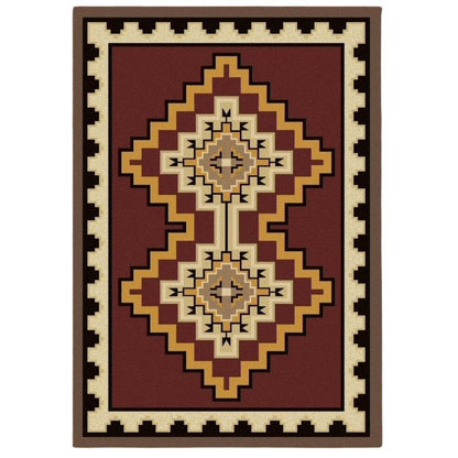 Council Of The Chiefs - Red-CabinRugs Southwestern Rugs Wildlife Rugs Lodge Rugs Aztec RugsSouthwest Rugs