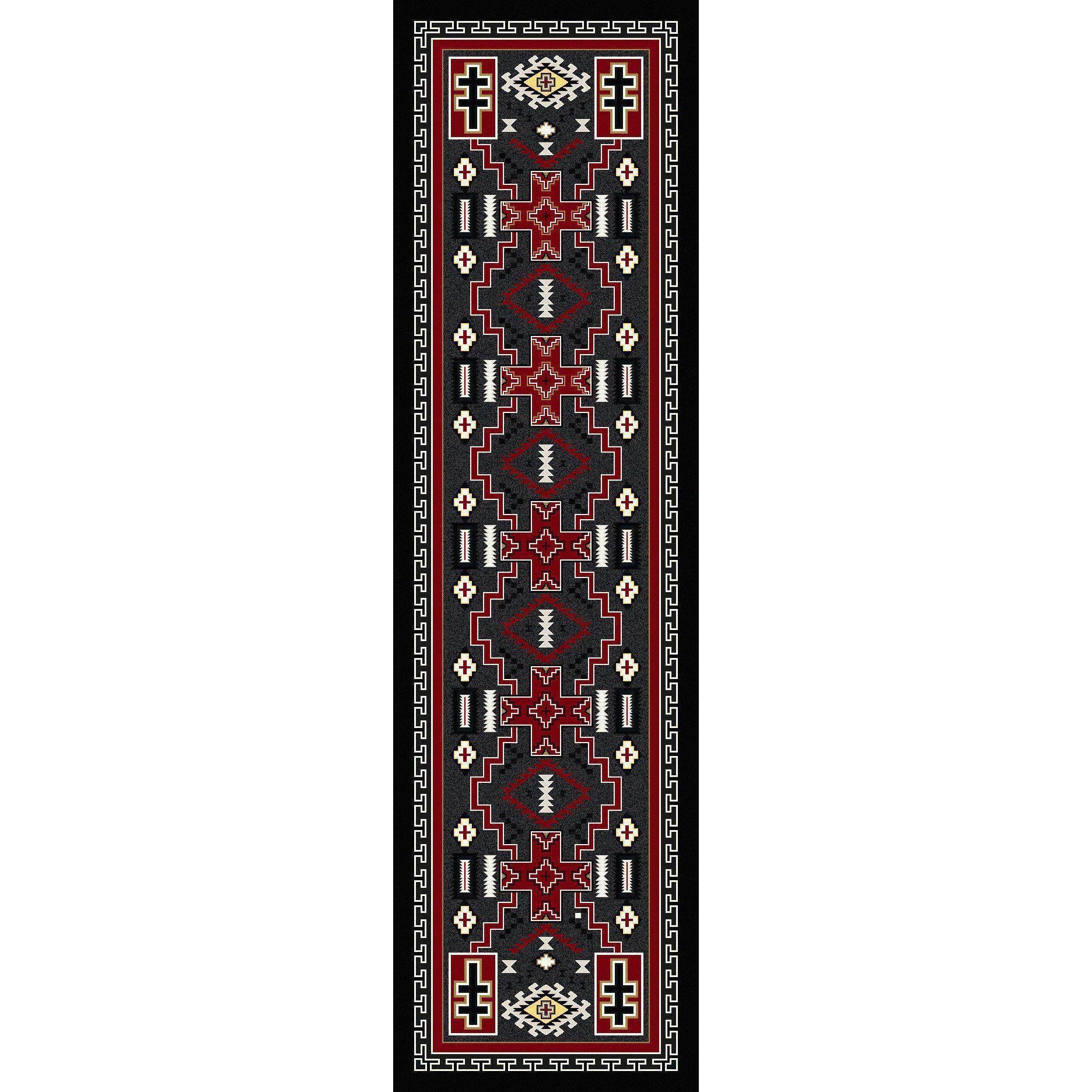 Double Crucifix - Gray-CabinRugs Southwestern Rugs Wildlife Rugs Lodge Rugs Aztec RugsSouthwest Rugs