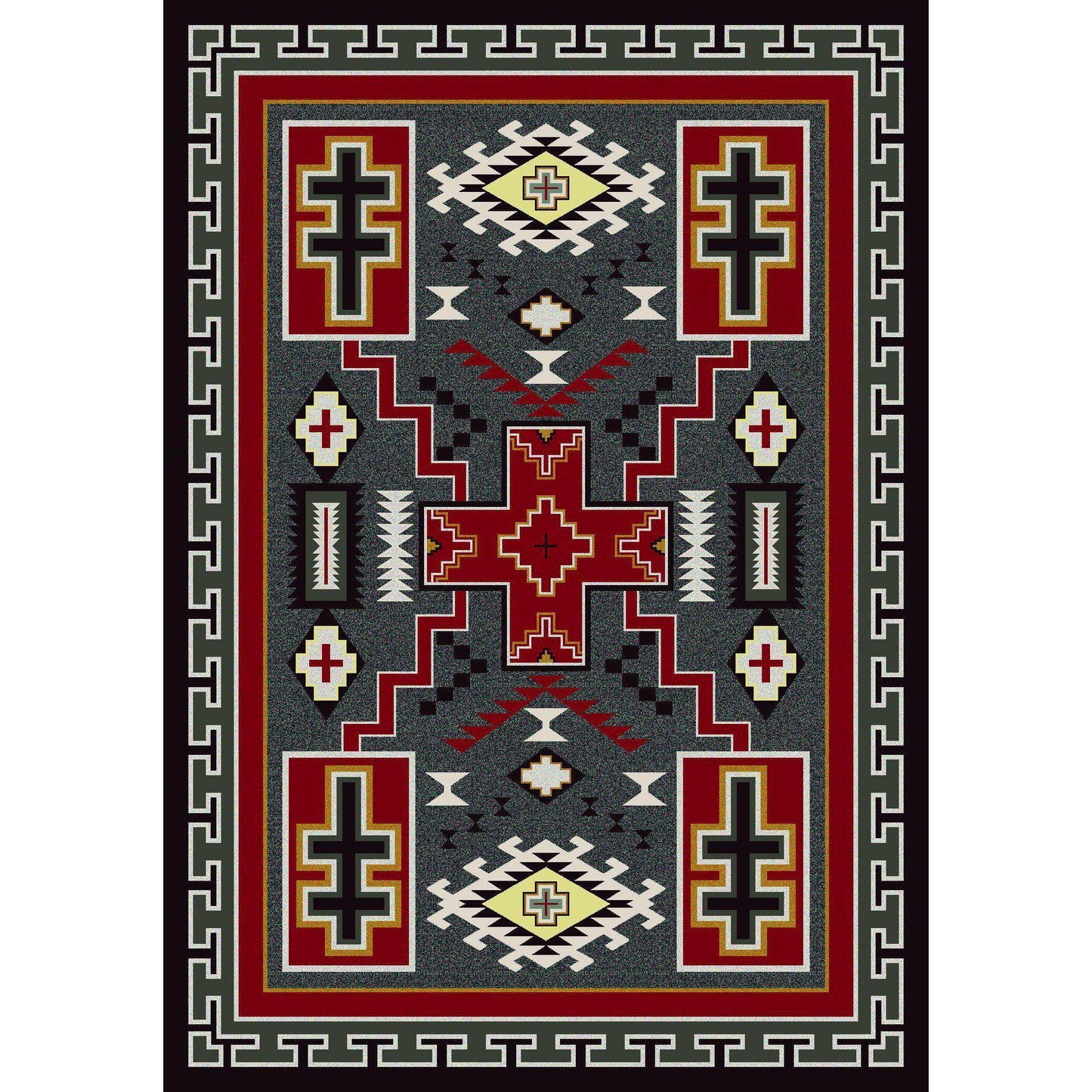 Double Crucifix - Gray-CabinRugs Southwestern Rugs Wildlife Rugs Lodge Rugs Aztec RugsSouthwest Rugs